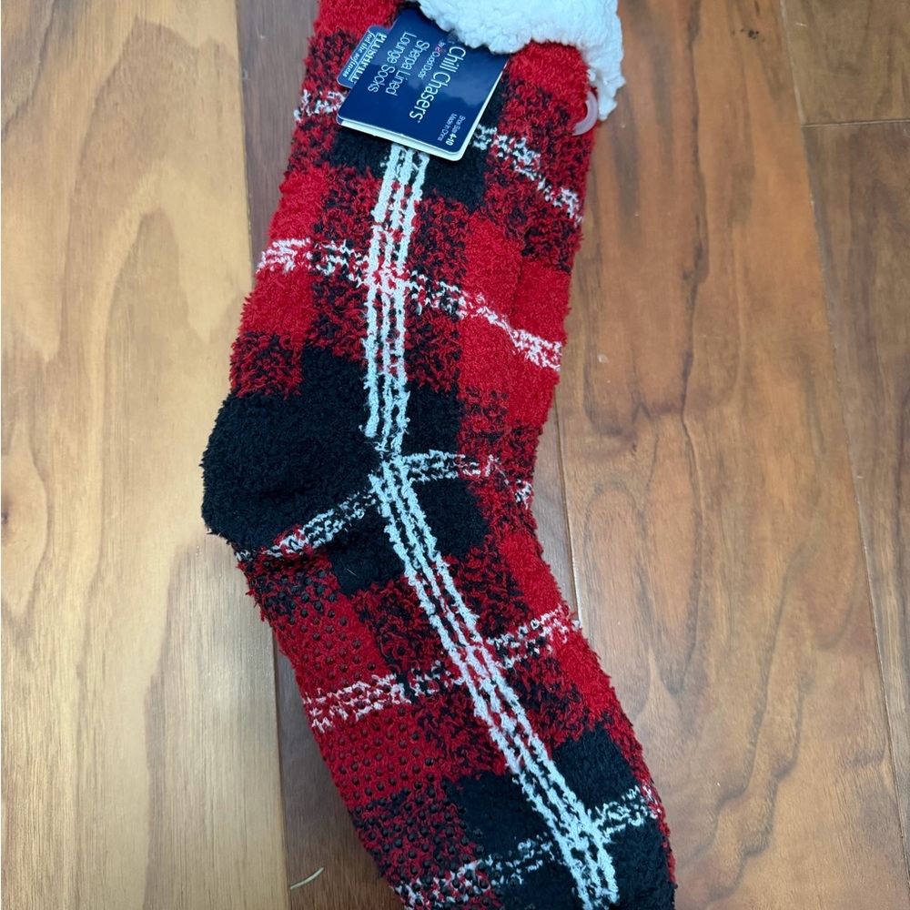 Cuddl Duds Red and Black Sherpa Socks